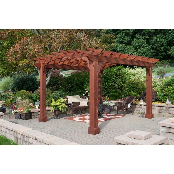 Shop 10x12 Wood Pergola Kit 8x8 Posts Overstock 26885883