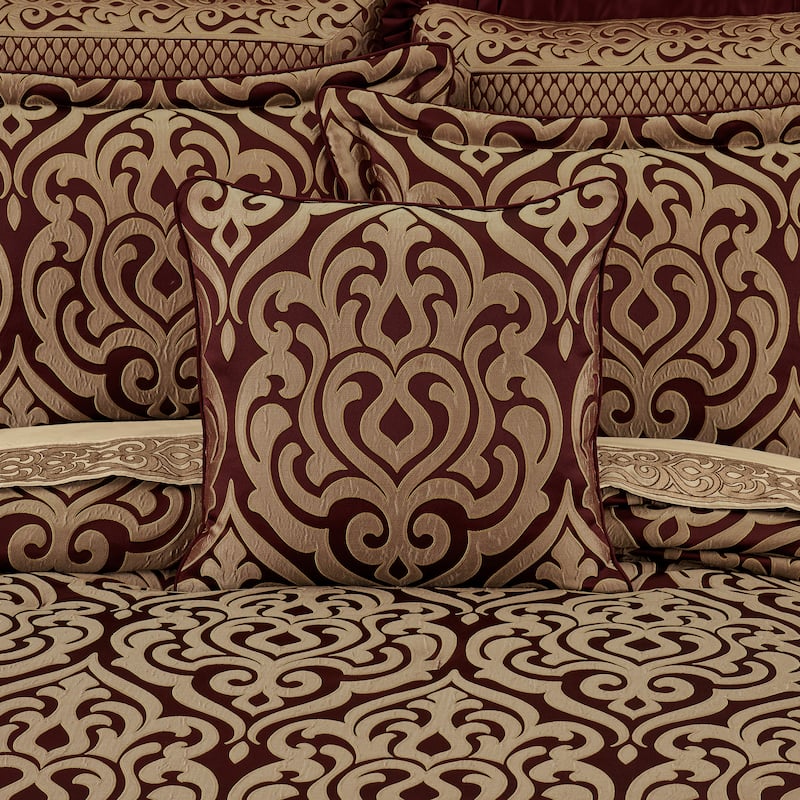 J. Queen New York Renzo 20" Square Decorative Throw Pillow - Accent - Polyester - Crimson
