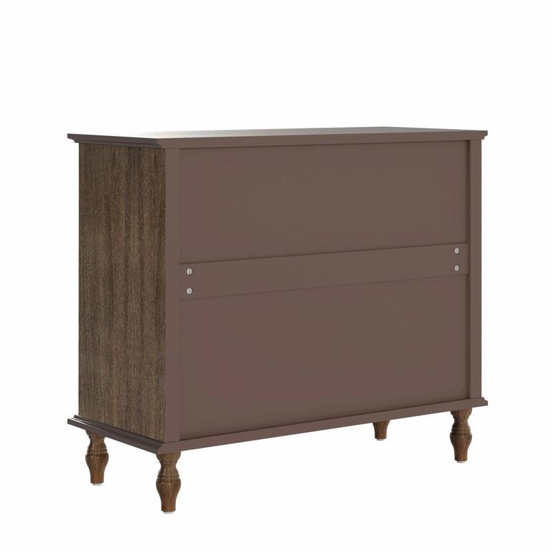 Large 4-Drawer Wood Dresser with Solid Wood Feet, Brown Finish & Metal Knobs, Antique Storage Chest