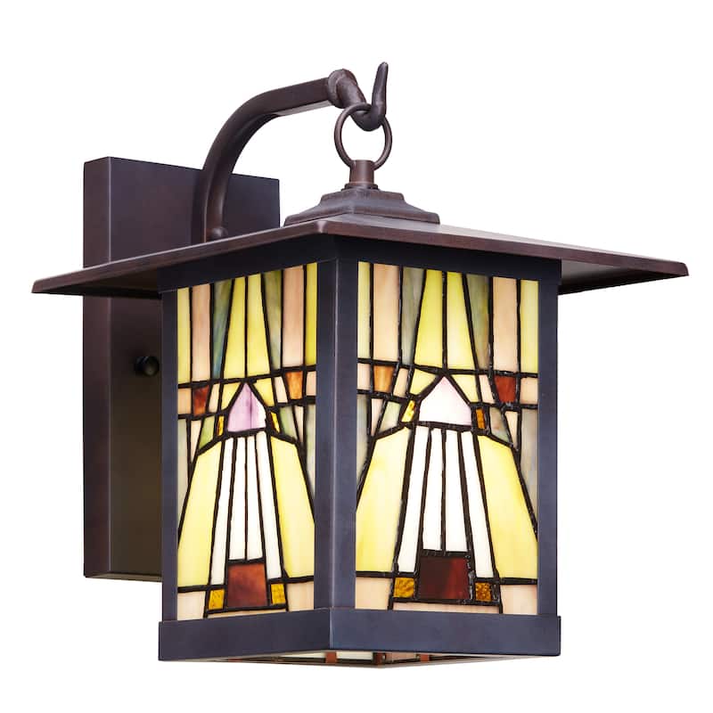 Bawe Red Stained Glass Oil Rubbed Bronze Light Fixture by Havenside Home - 9x10.75x11.75