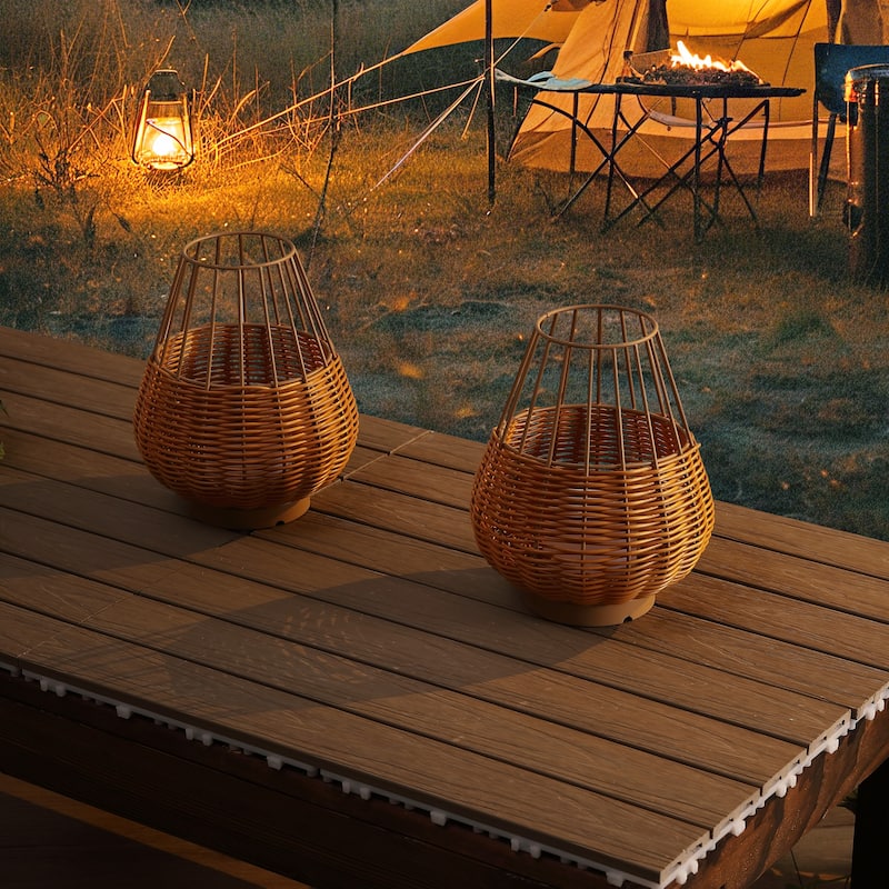 10" Indoor/Outdoor Rechargeable/Cordless Dimmable LED Table Lamp(Set of 2)