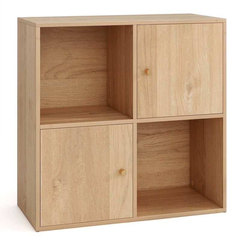 Costway 4-Cube Bookcase with Dual Anti-Tipping Kits & 2 Cabinets - See Details