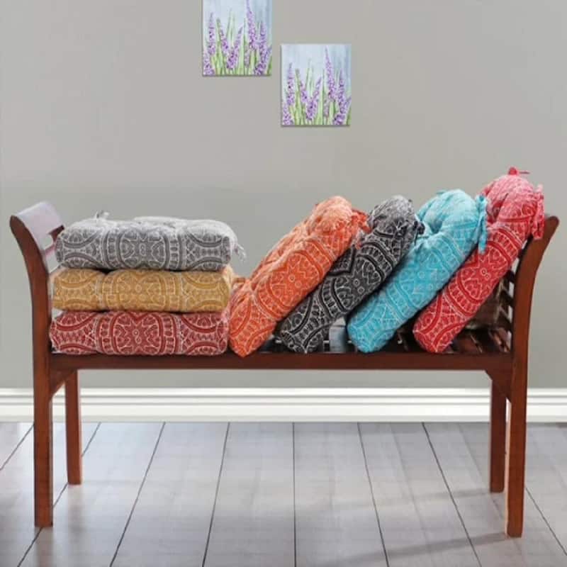 Handmade Cotton Chair Pads Cushion 16" Thick (Set of 2) Chair Pads with Ties