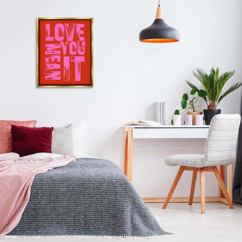 Stupell Love You Mean It on Red Framed Floater Canvas Wall Art Design By House of Lulu