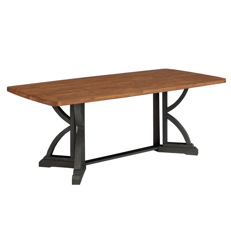 Eleanor Two-tone Wood Finish 78" Dining Set with Double Cross Back Chairs by iNSPIRE Q Classic