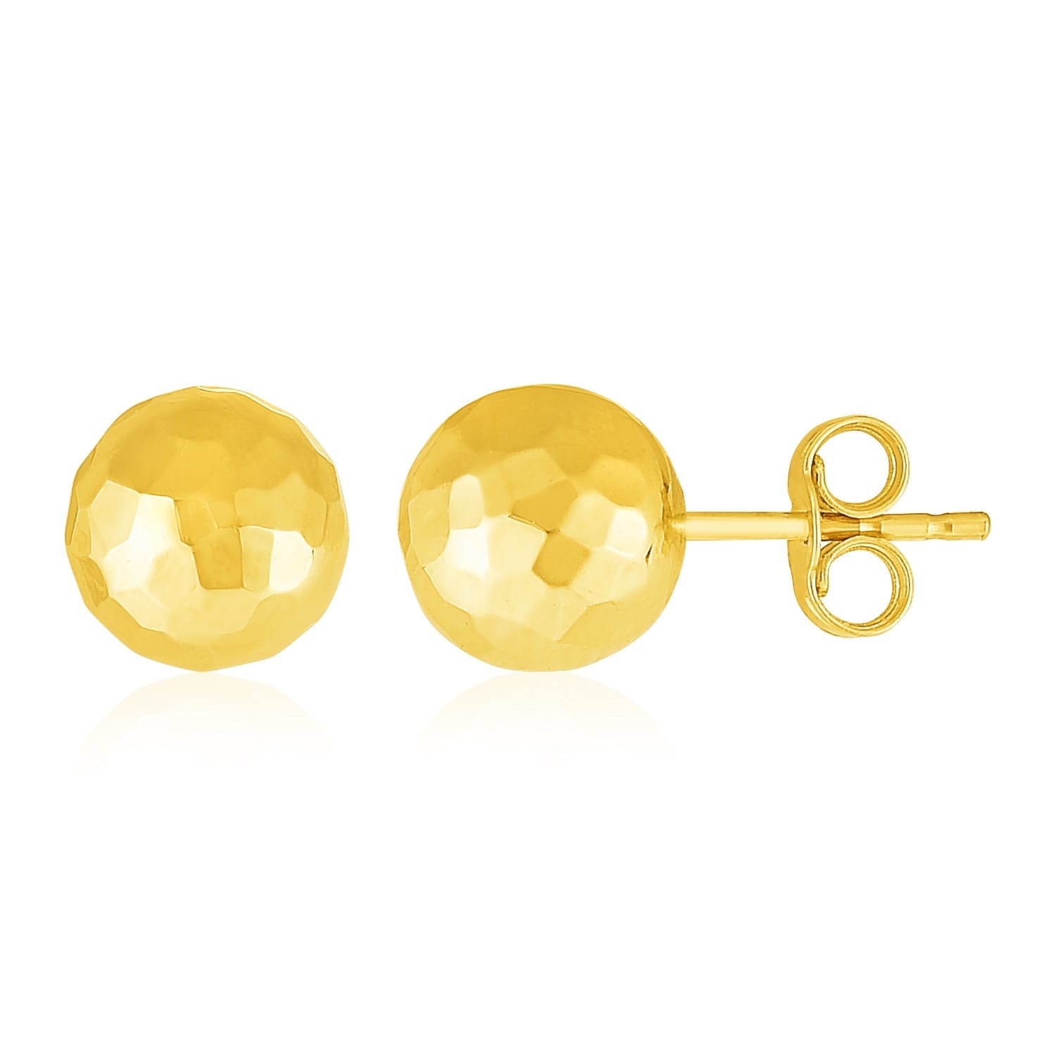 MayaMila 14k Yellow Gold Ball Earrings with Faceted Texture