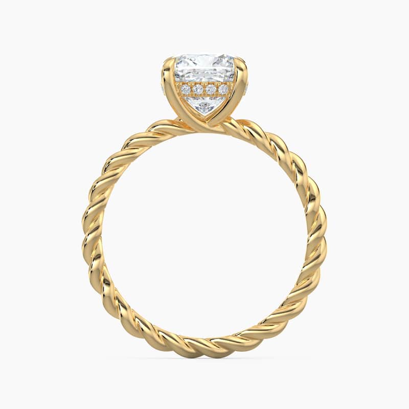 Auriya 14k Gold Lab Grown Cushion Diamond Twisted Hidden Halo Engagement Ring 1.00 to 5.00 ct. tw. (F-G, VS)
