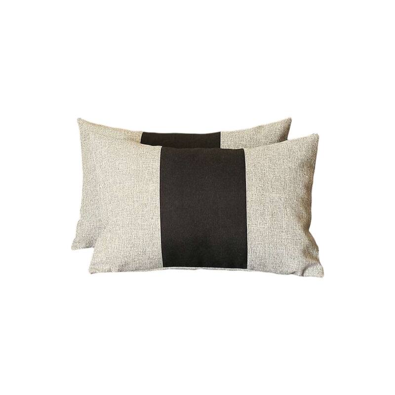 HomeRoots Set of Two 12" X 20" Black And Gray Lumbar Throw Pillows