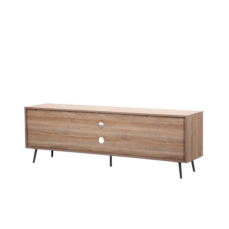 Aurora Light Brown Wood Finish TV Stand with 2 White and