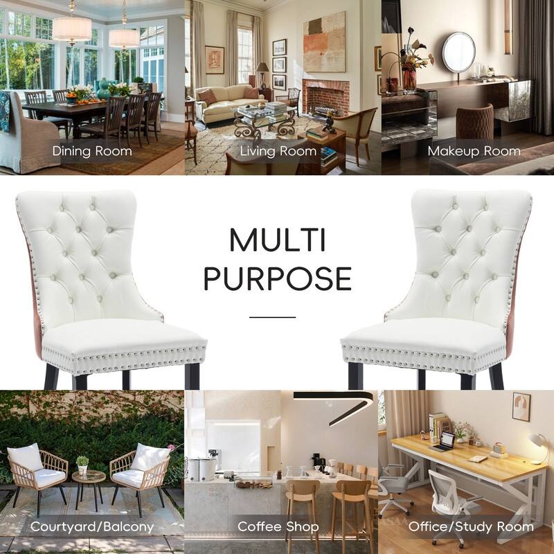 Tufted Naliheads Solid Wood Upholstered Dining Chairs (Set of 2)