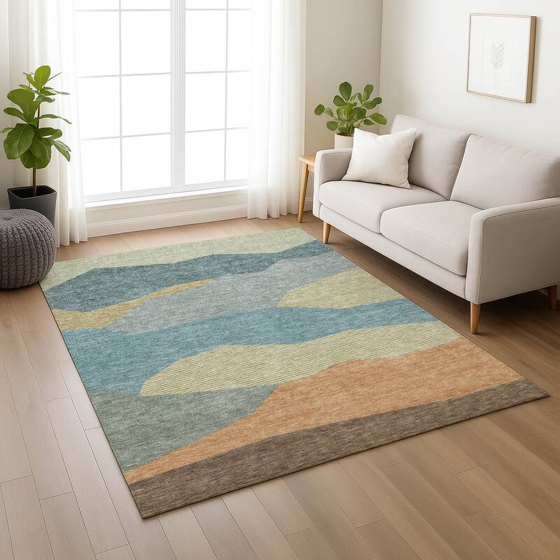 Machine Washable Indoor/ Outdoor Modern Dacono Chantille Rug