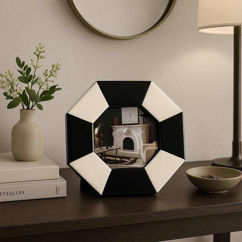 Resin Contemporary Octagon Photo Frame - Black