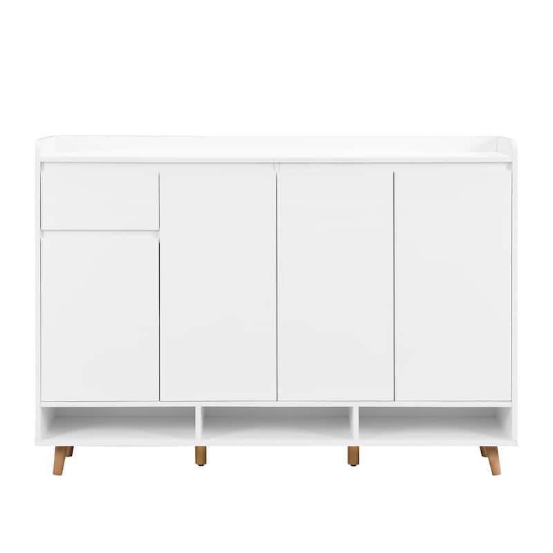 Sleek and Contemporary Shoe Cabinet with Adjustable Shelves, Minimalist Home Organizer with Solid Wood Legs, Storage Sideboard