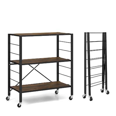 Gymax 3-Tier Folding Shelf Free DIY Design Shelving Unit w/ 4