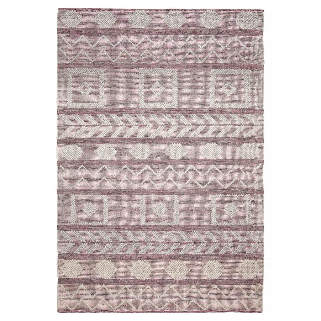 ECARPETGALLERY Braid weave Sienna Pink Wool Rug - 6'1 x 9'0