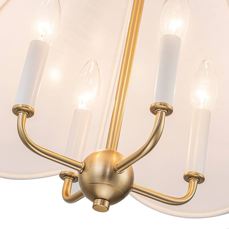 4-Light Mid Century Modern Chandelier 23 in. Pendant Light with Fabric Shade - Gold - 23''W