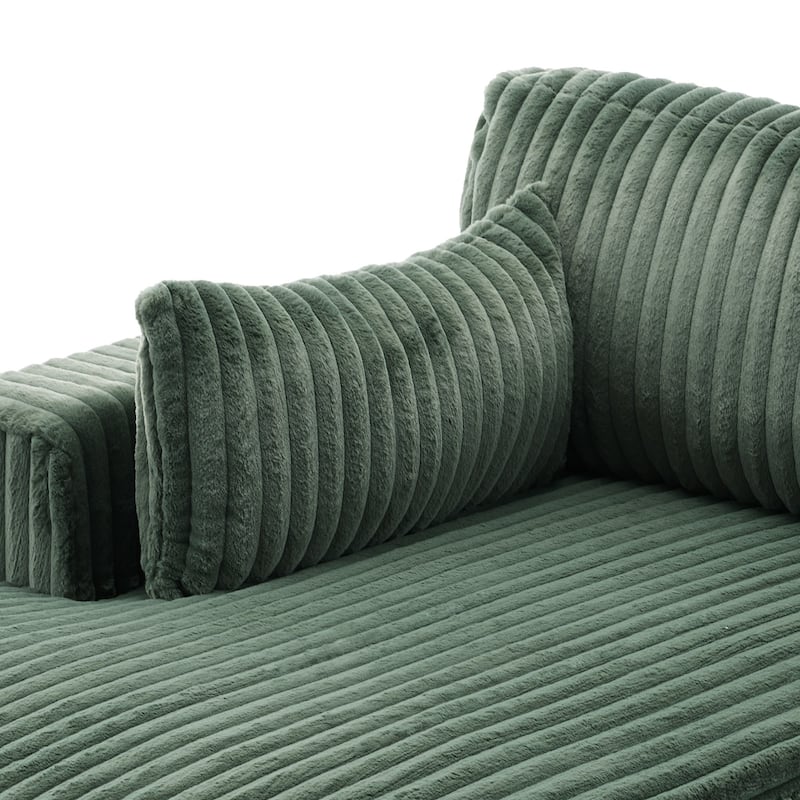 42" W Plush Corduroy Upholstered Chaise Lounge Sleeper for Living