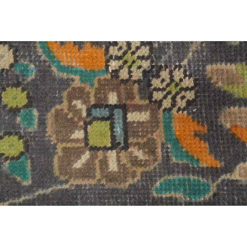Hand Knotted Oriental 100% Wool Carpet Traditional Floral Navy Blue & Blues Tabriz Area Rug - 12' 3'' X 9' 4''