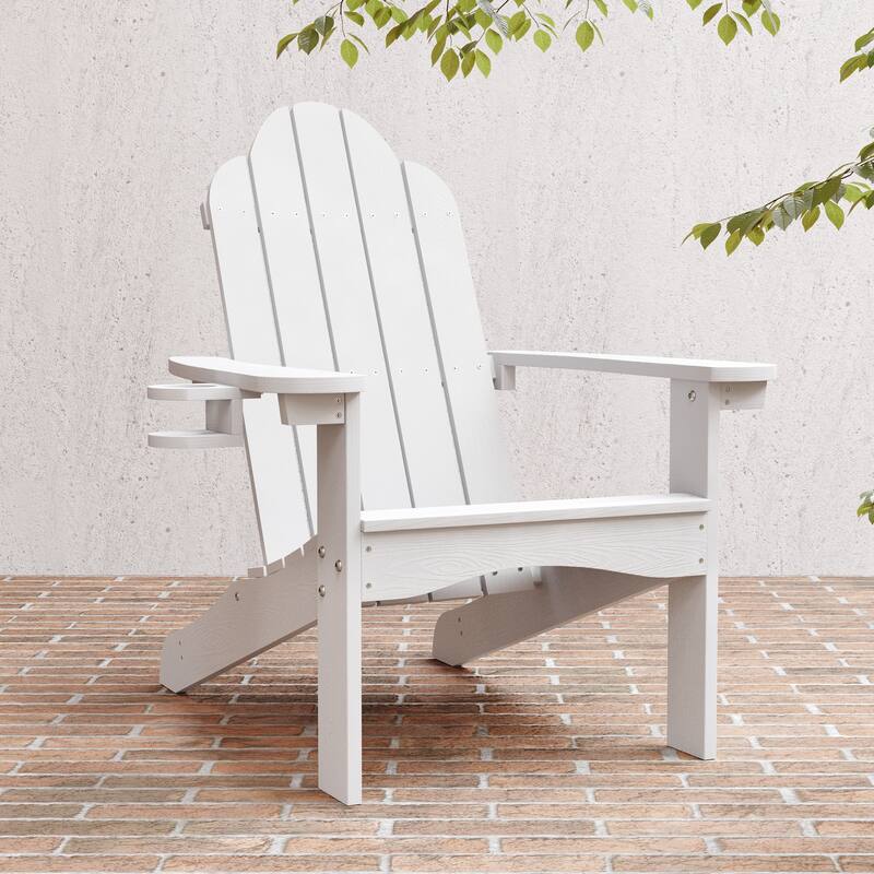 Plastic Poly Weather Resistant Outdoor Adirondack Chair Set of 4 Patio Classic Adirondack Chairs with Cup Holder