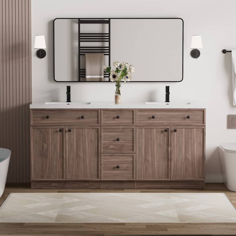 36"/48"/60"/72" Bathroom Vanity Set with Sink & Faucet - 72" - 72"-Brown