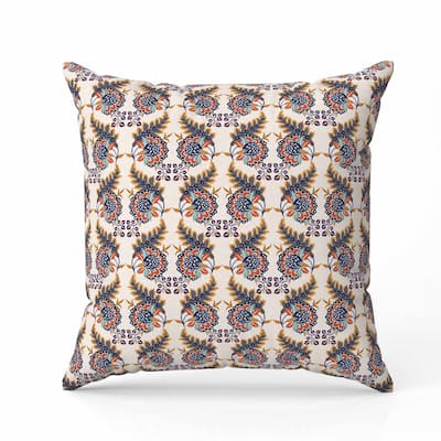 Botanical Bouquet Faux Suede Reversible Throw Pillow Orange and Gray