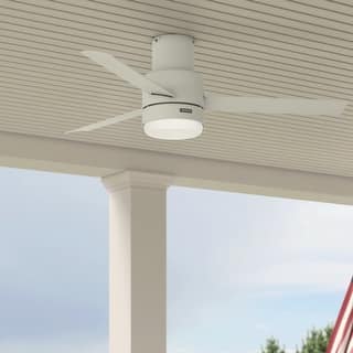 Hunter 52" Gilmour Outdoor Low Profile Ceiling Fan with LED Light, Handheld Remote, Damp Rated - Contemporary, Transitional