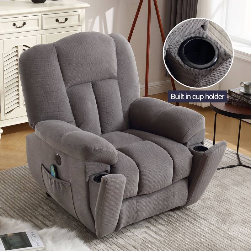 Grey Power Lift Recliner with Heat, Massage, USB, and Infinite Positions
