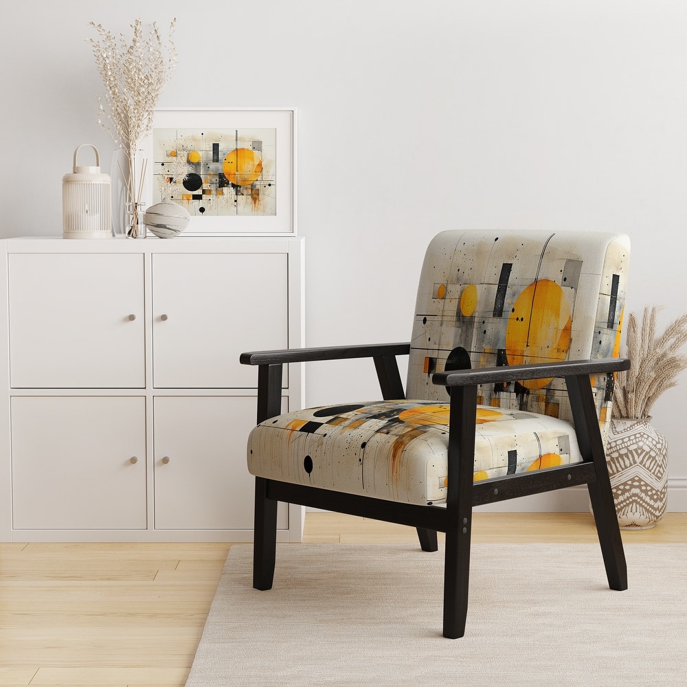 Designart "Geometric Abstraction III" Upholstered Abstract Shapes Accent Chair and Modern & Contemporary Arm Chair