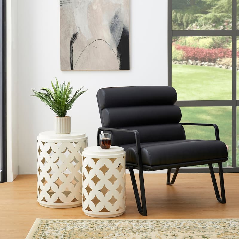 Glitzhome 19.25"H Set of 2 Modern Metal Frame Side Table - 14"L x 14"W x 19.25"H
