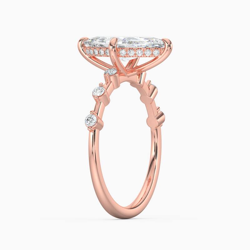 Auriya 14k Gold Marquise Lab Grown Diamond Station Hidden Halo Engagement Ring 1.00 to 5.00 ct. tw. (F-G, VS)
