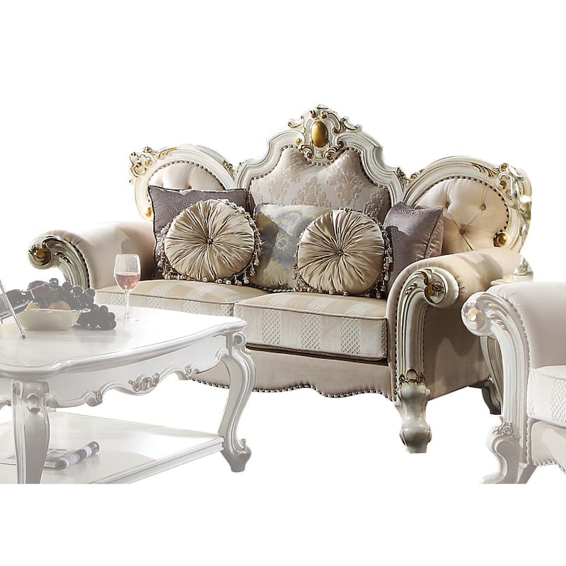 Deveraux Antique Pearl Loveseat with 5 Pillows