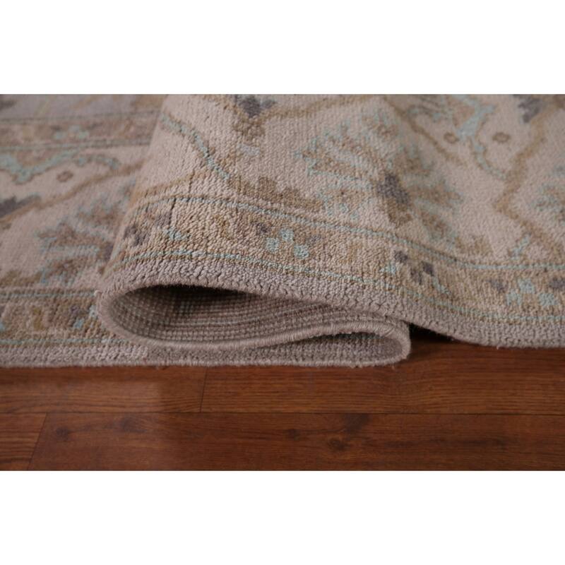Earth Tone Oushak Indian Area Rug Handmade Wool Carpet - 8'0"x 9'9"