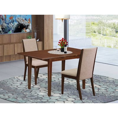 Kitchen Table Set with Chairs - 3 Piece Dining Set, Linen Fabric, Butterfly Leaf Table