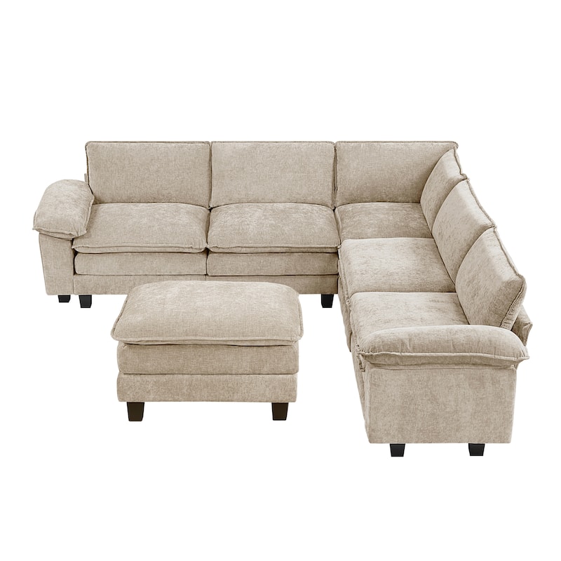 Fremont & Park Terra Chenille 6-Piece Modular Sectional Sofa - Ottoman