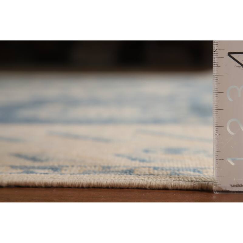 Hand Knotted Oriental 100% Wool Carpet Transitional Geometric Navy Blue & Blues Oushak Area Rug - 12' 0'' X 9' 2''