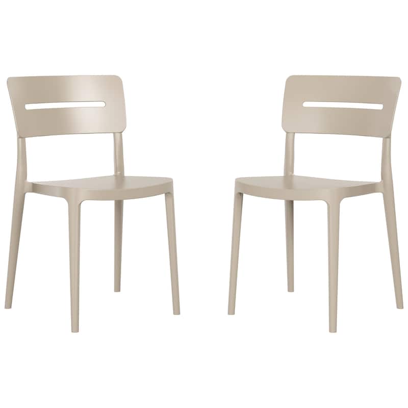 Frond and Form Modern Outdoor Patio Stacking Dining Side Chair (Set of 2) - Sand