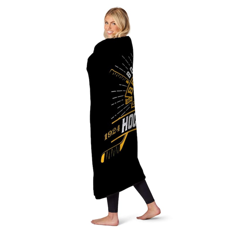 NHL 100th Anniv Fanatic Boston Bruins Silk Touch Throw Blanket