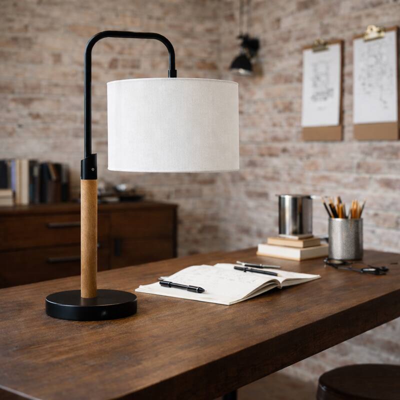 Valentina Modern Swirl Accent Table Lamp with Linen Shade