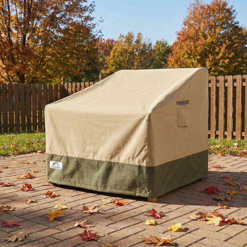 Aoodor Heavy Duty Patio Chair Cove with Air Vents for Deep Seat/ Rocking Chair/ Outdoor Swivel - 34"W x 38"D x 38"H - Beige/Green