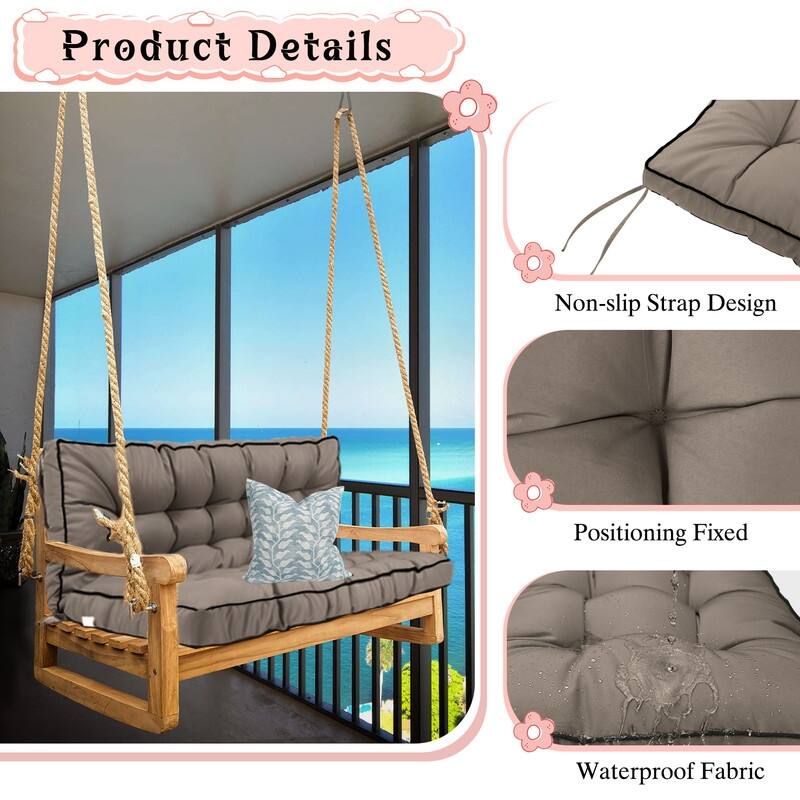 Porch Swing Replacement Cushion, 55in Outdoor Bench Cushions with Backrest Thicken 4"