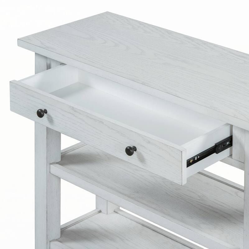 Entryway Table with Storage(Antique White)