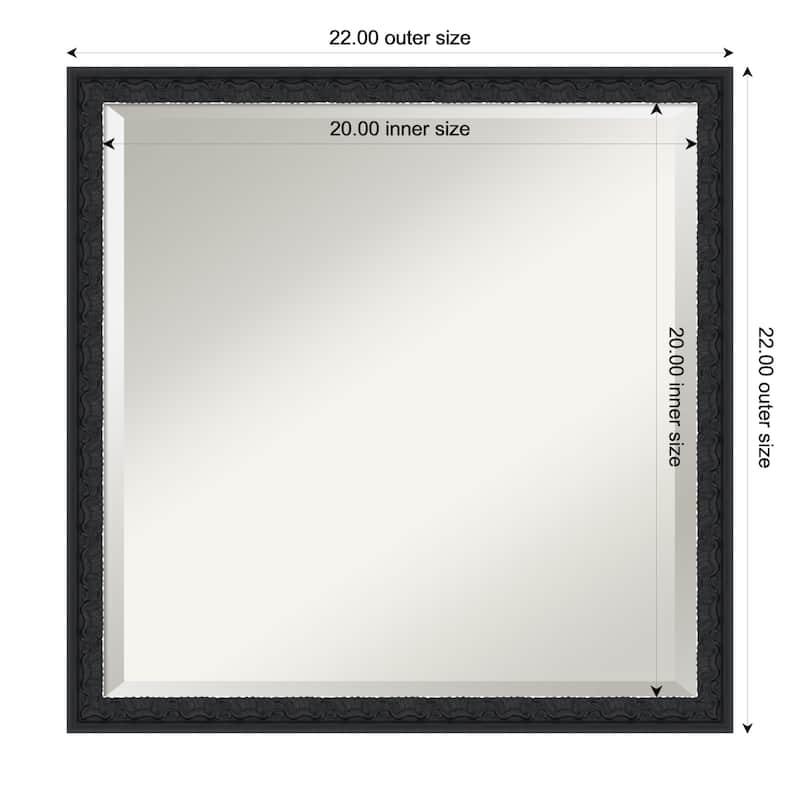 Bethany Beveled Wood Framed Wall Mirror - 22 x 22 in - Bethany Black