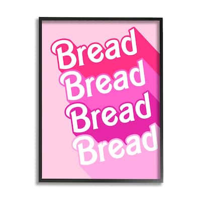 Stupell Bread Pink Phrase Framed Giclee Art Design by Daphne Polselli