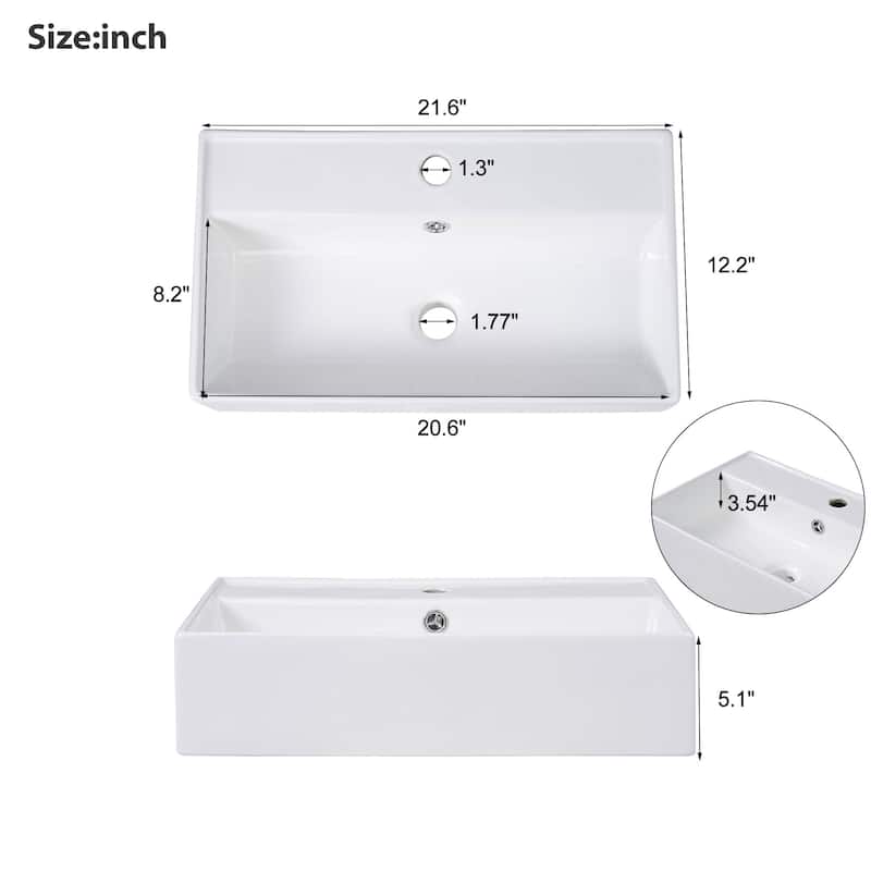 21.6" Bathroom Vanity With Ceramic Sink, Freestanding Modern Right Door Wood Grain Cabinet With Open And Closed Storage