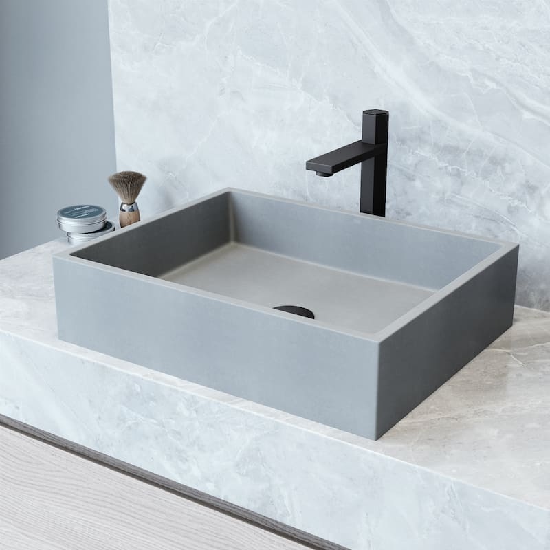 VIGO Coca 19"L x 15"W x 5"H Concreto Stone Rectangular Bathroom Vessel Sink - Concreto Stone