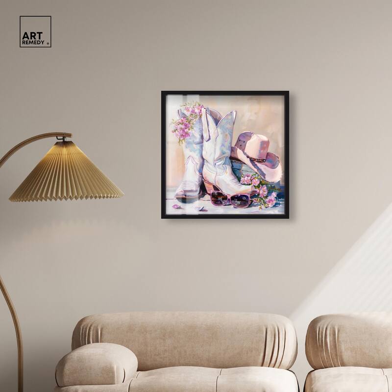 Spring Pink Cowboy Necessities Shadowbox by Art Remedy