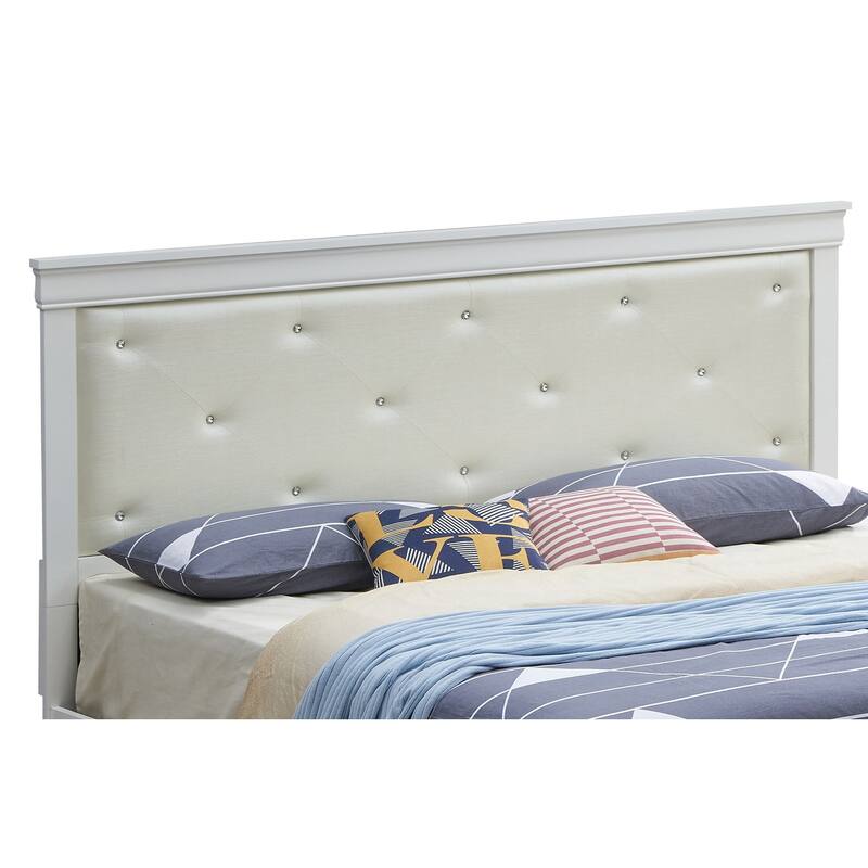 Tufted Queen Panel Bed with LED Light - 85" - Silver