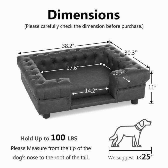 MCombo Pet Sofa Bed with Small Stairs, Faux Leather 6321 - 38.2" x 30.3"