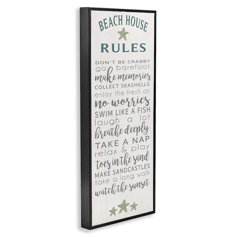 Stupell Fun Recreations Beach Rules Framed Giclee Art Design By Seven Trees Design