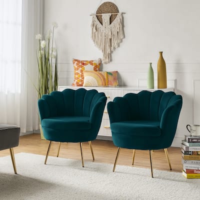 Xabier Cute Modern Upholstered Barrel Chair Accent Chair with Tufted Back Set of 2 by HULALA HOME